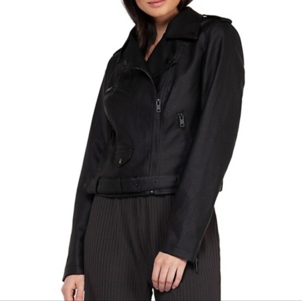 Faux leather moto jacket